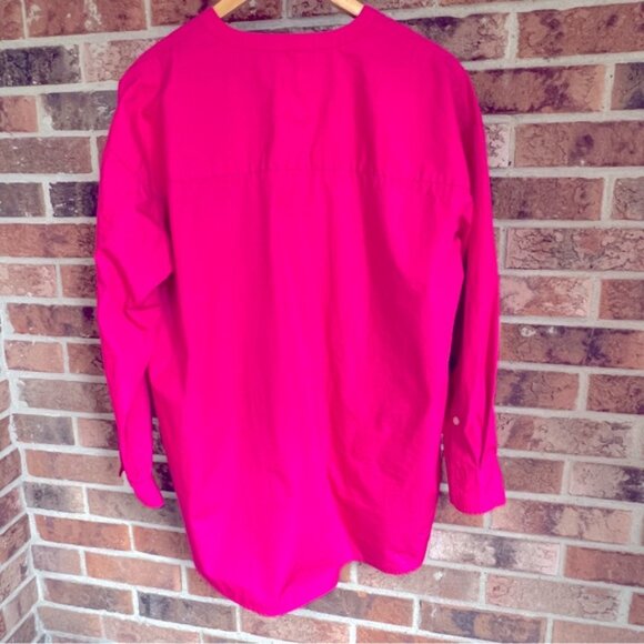 Aritzia Wilfred  Free   * Button-Up Shirt  100% Cotton Hot Pink  Oversized S - Picture 2 of 16